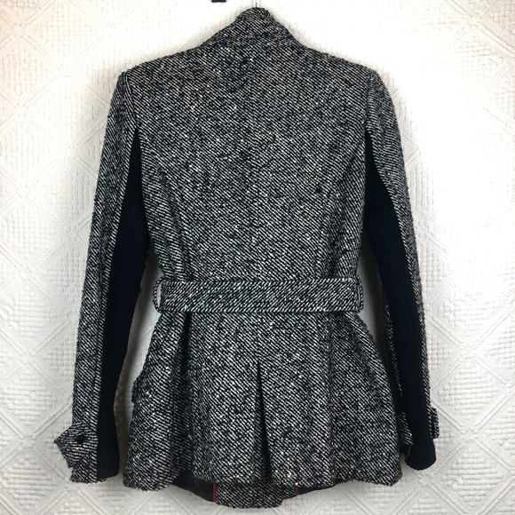 Express - Black White Twill Tweed Coat - xs - Picture 8 of 8